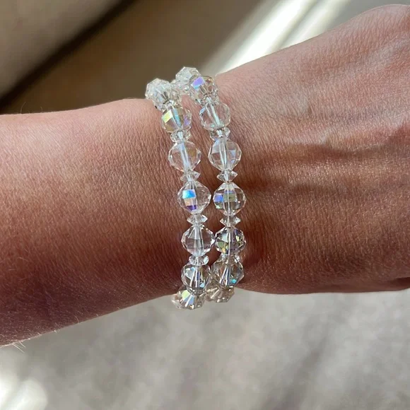 Vintage Laguna Set Necklace Bracelet Clip Earrings Aurora Borealis 1950s Parure - Picture 13 of 16